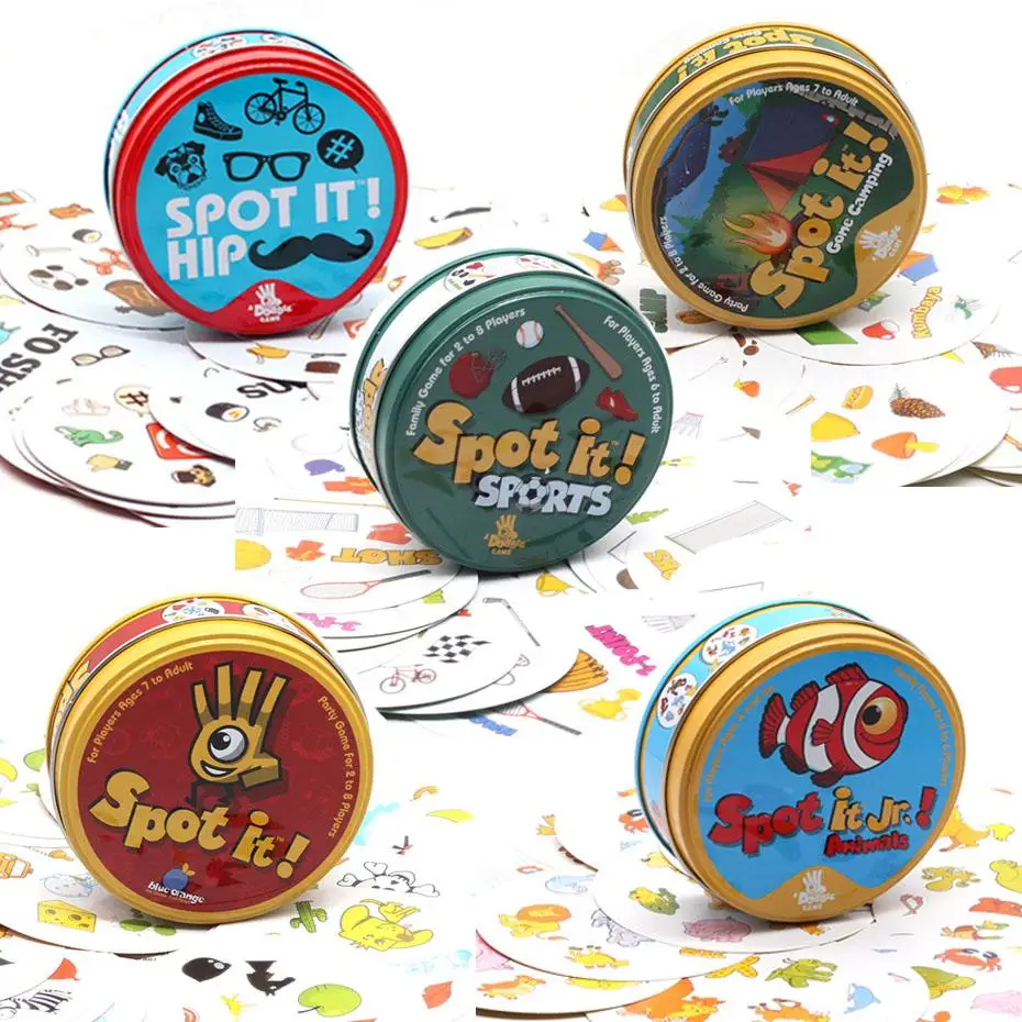 

2020 Spot Symbol Card Game English Version Educational Toys with Metal Box for Family Activities Party Enjoy It Board Game