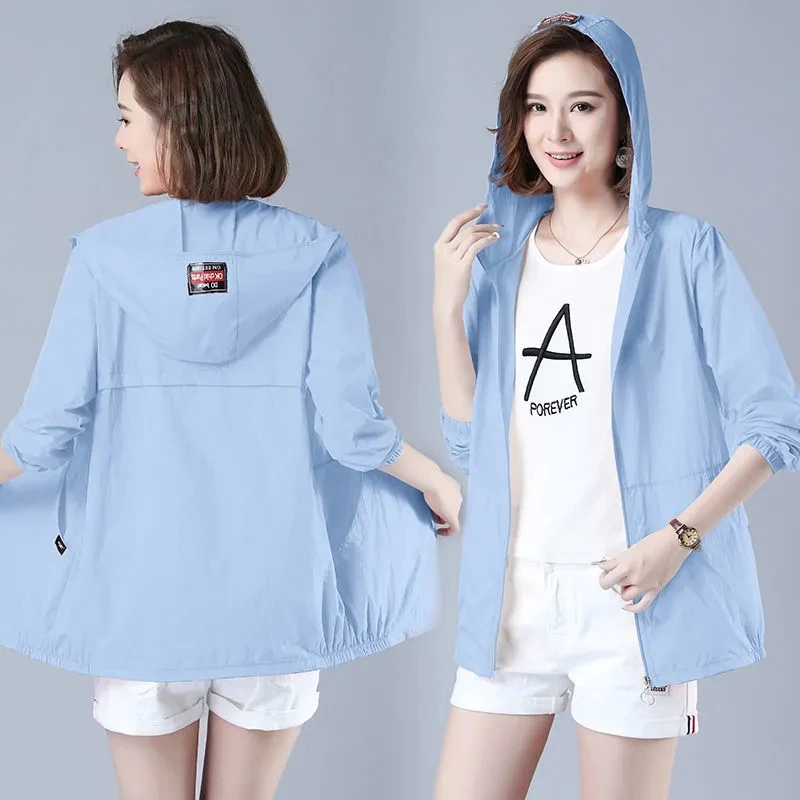 Sunscreen Clothing Women 2022 Summer New Korean Loose Fashion Hooded Jacket Breathable UV Protection Thin Coat Women Jacket