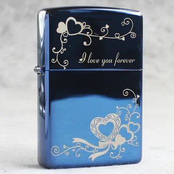 

oil lighter original Kerosene lighter love you forever copper windproof cigarette lighter cigar lighter gift for men