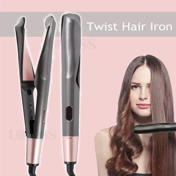 

Professional Hair Straightener 2 in 1 Curling Iron Ceramic Twisted Flat Iron 1 Inch Twist Plate Dual Voltage Salon Hair Styling
