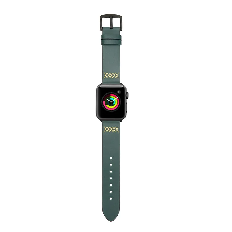 green Кожаный ремешок для Apple watch band 42 мм 38 мм Iwatch series 4 3 2 44 мм 40 мм Crazy Horse браслет с узором ремешок аксессуары - Цвет ремешка: green