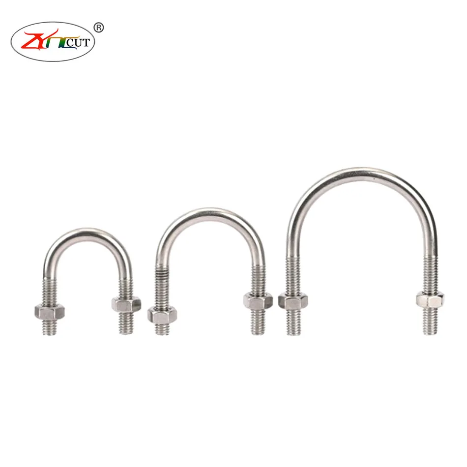 

M6 M8 M10 M12 304 Stainless Steel Double head U-bolt Screw door screw water pipe u-fixing clip pipe clamp