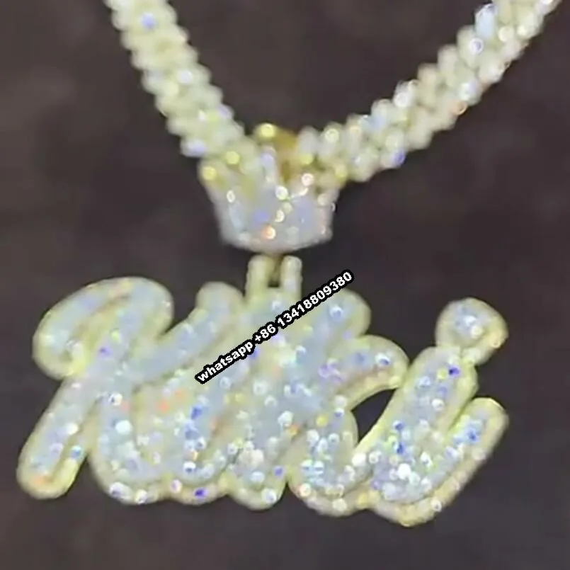 JEWE Custom Hip Hop Iced Out Initial Letter Jewelry Pass Diamond Tester Full With VVS Moissanite DiamondS Two-tone Name Pendant diamonds diamond stories книга