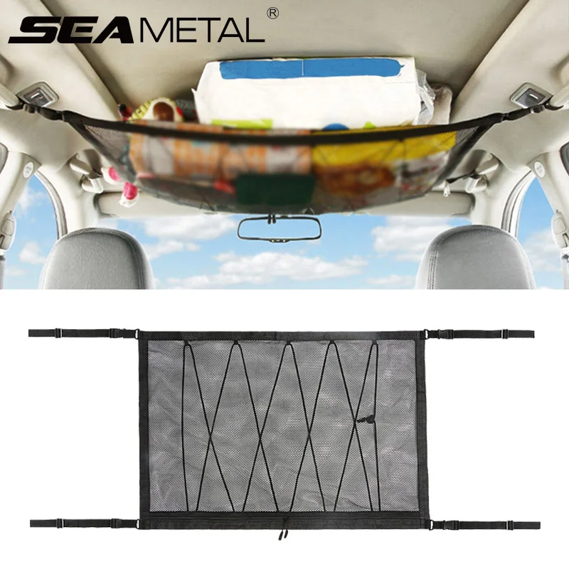 Car Ceiling Net Storage Pocket Interior Auto Organizer Mesh Nets
