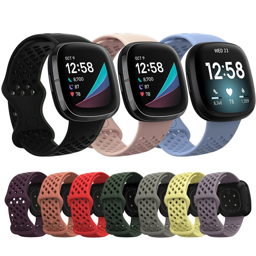 Ремешок силиконовый для Fitbit versa 3 спортивный Воздухопроницаемый Браслет fitbit