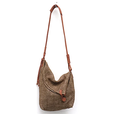 SC дизайнерская Повседневная льняная женская сумка через плечо из натуральной кожи, Женская винтажная большая сумка, женская мягкая сумка-мессенджер с клапаном - Цвет: Brown