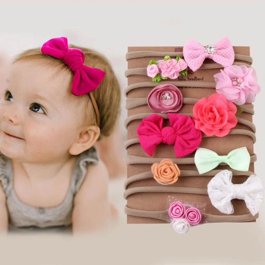 

10Pcs Set kids bows Infant girl headband Baby Girl Bow-knot Hair Clip Set headwraps baby headbands hair accessories kid girls