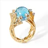 2022 Milanbgirl New Blue Crystal Ball Branch Ring for Women Anniversary Party Banquet Holiday Jewelry ► Photo 2/5