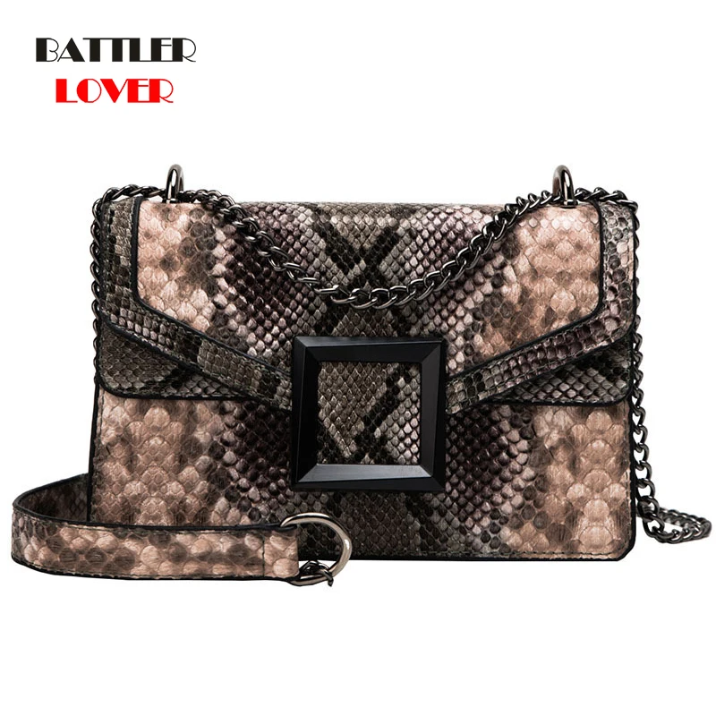 Women Shoulder Bags  Wild New Serpentine Korean Version of Crossbody Bags for Female The 2020 Chain Printing
