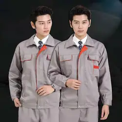 Autumn and winter long-sleeved overalls suits for men and women thickened pure blue engineering workers overalls