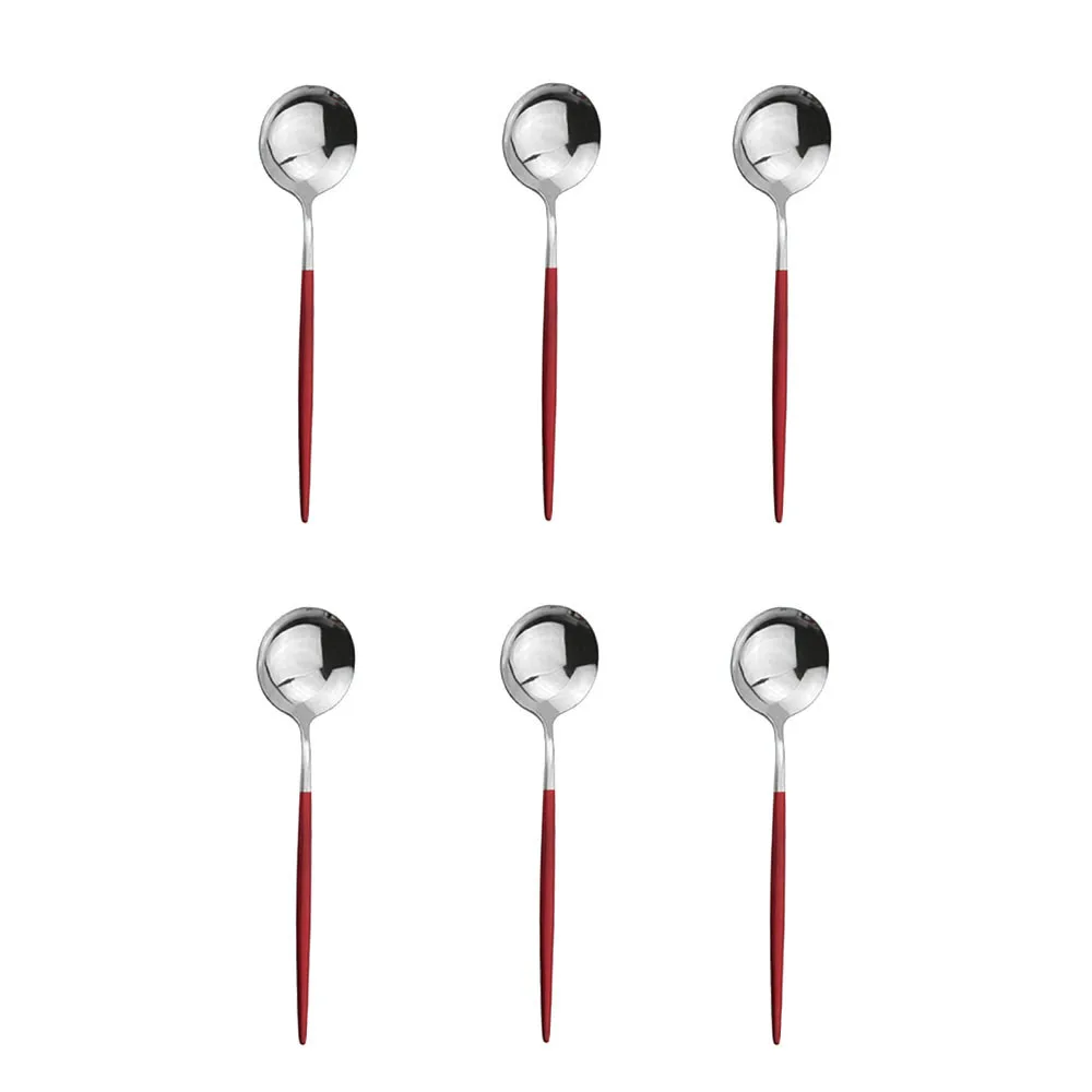 6Pcs Red Silver