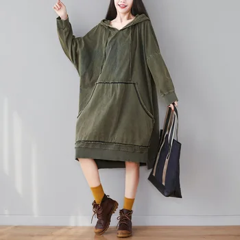 

Fashion 2020 new style do old retro personality hoodie large size thin print hair patchwork dress