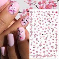 1pcs Sakura Nail Art Decals Stickers 3D Cherry Blossom Flower Transfer Foils Summer DIY Sliders Manicure Decorations TRF091-F669 1