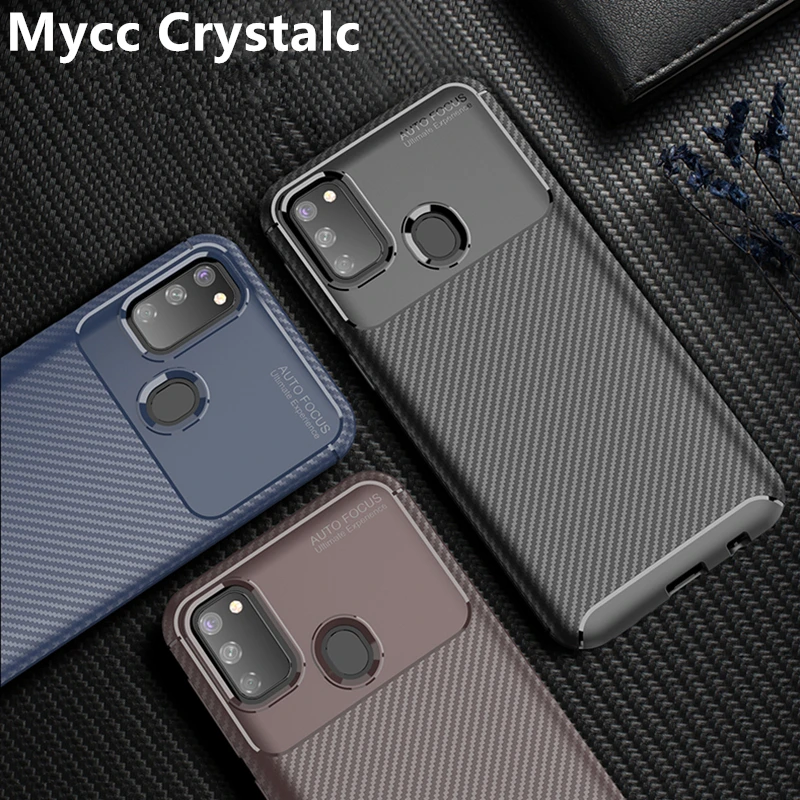 

Fashion Carbon Fiber Shockproof TPU Back Cover for Samsung Galaxy M30s Case SM-M307FD Full Protector Fitted Soft silicone Case