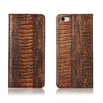

Genuine real leahther ostrich foot pattern phone bag for Apple iphone 6S Plus/iPhone 6S flip case card slot holder flip funda