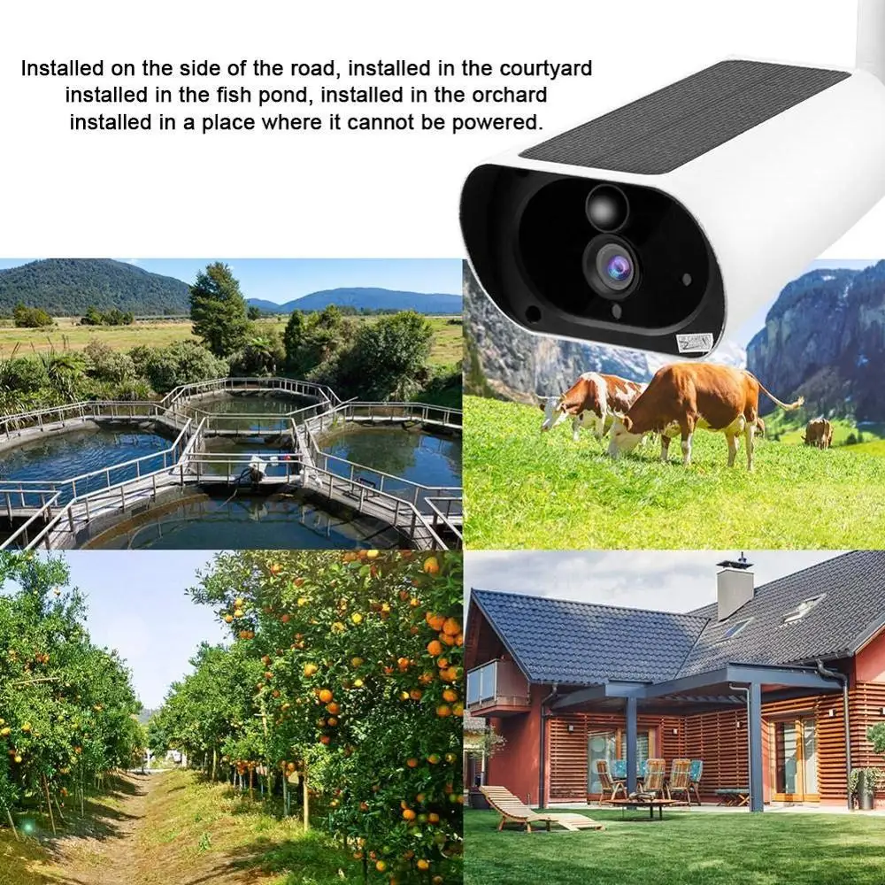  Solar Power 4G SIM Card Wireless IP Camera Recharge Battery 1080P 4X Zoom Audio IR Night View Outdo