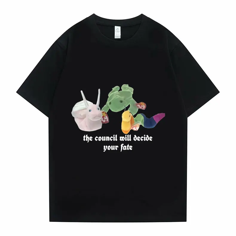 T-shirt unisexe humoristique pour homme et femme, estival et mignon, noir et blanc, avec impression du comil décidera de votre destin, kawaii