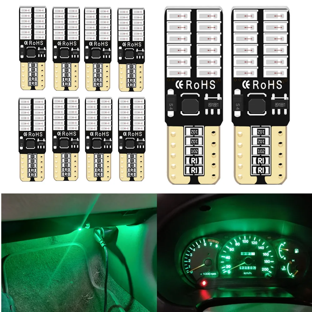 

Green Amber T10 W5W Led Bulbs 194 168 Super Bright Car LED Dome Map light Interior light for Ford Focus BMW e90 e60 e87 Mercedes