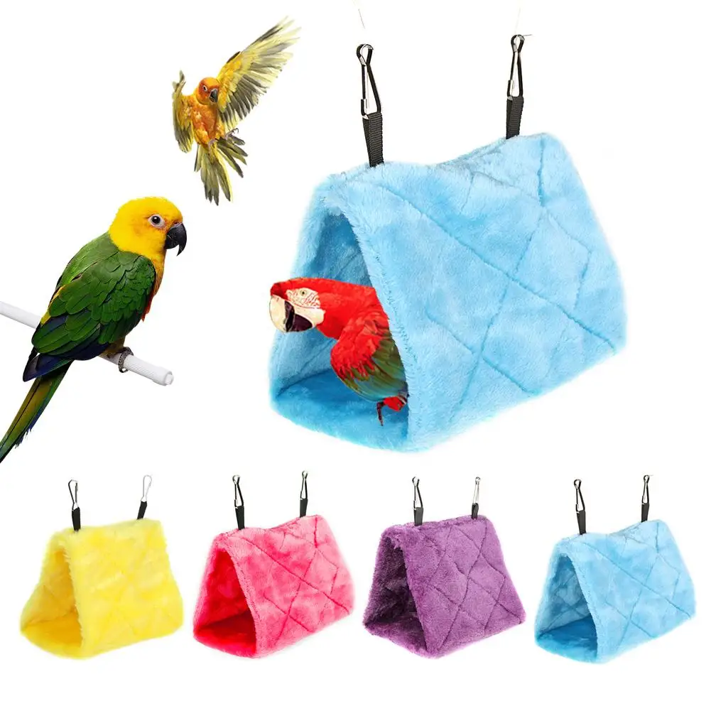 Bird Parrot Cotton Hammock Cage Snuggle Happy Hut Tent Bed Bunk Toy Hanging Cave 