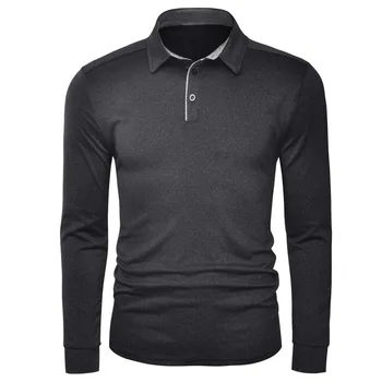 

Mens Hot Sale Four Seasons Long Sleeve Quick Dry Sports Golf Solid Color Thickened Polo Shirt t shirt