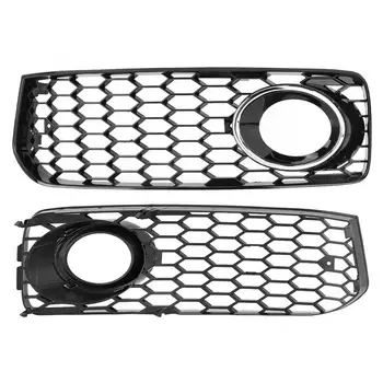 

2Pcs Car Fog Light Grilles Replacement with Electroplated Aperture Fit for A5 S5 2008 2009 2010 2011 2012 Glossy Black