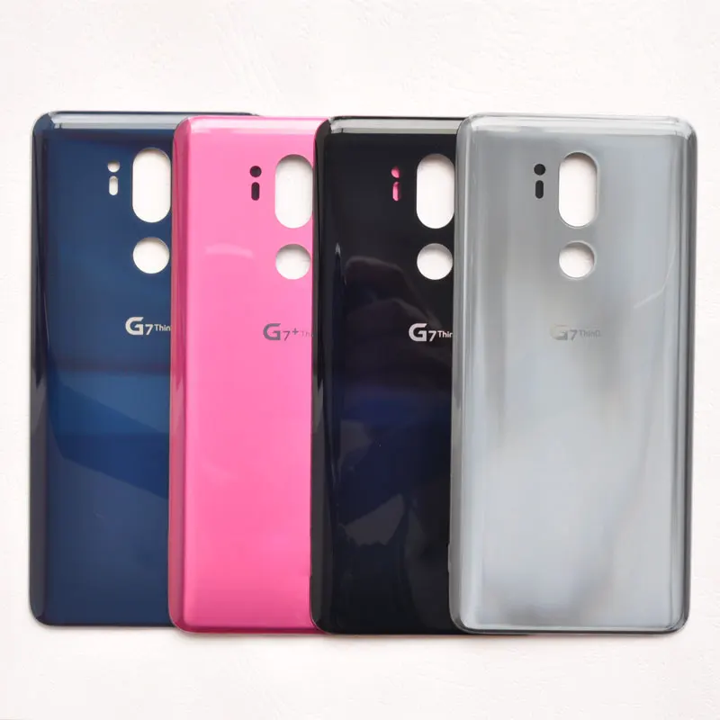 Для LG G7 ThinQ G7+ G710 G710EM Стекло сзади Корпус Батарея крышка с черным клей Стикеры+ логотип задняя крышка чехол