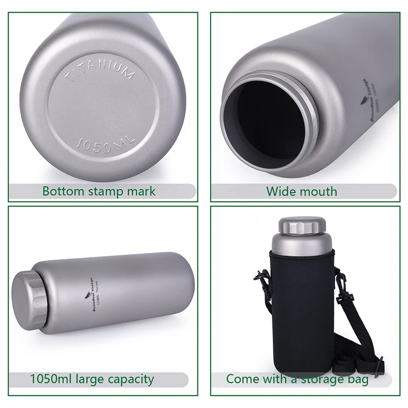 Description Picture 5 of itemBoundless Voyage Titanium Water Bottle 1050ml Camping Canteen Cycling Sport Drinking Bottle Metal Big Capacity Leak-Proof Flask