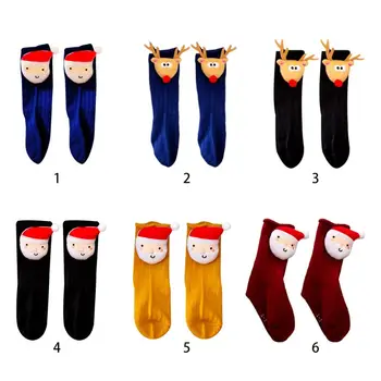 

1Pair Children Kids Soft Cotton Warm Socks Cute Elk Santa Claus Short Socks for Christmas Festivals Party Supplies Gifts P31B