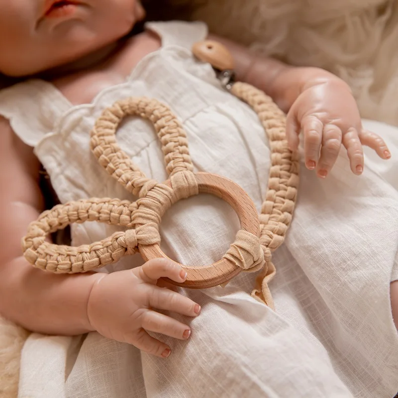 Baby Braided Rattle Pacifier Chain Set, Crochet Rabbit Gift