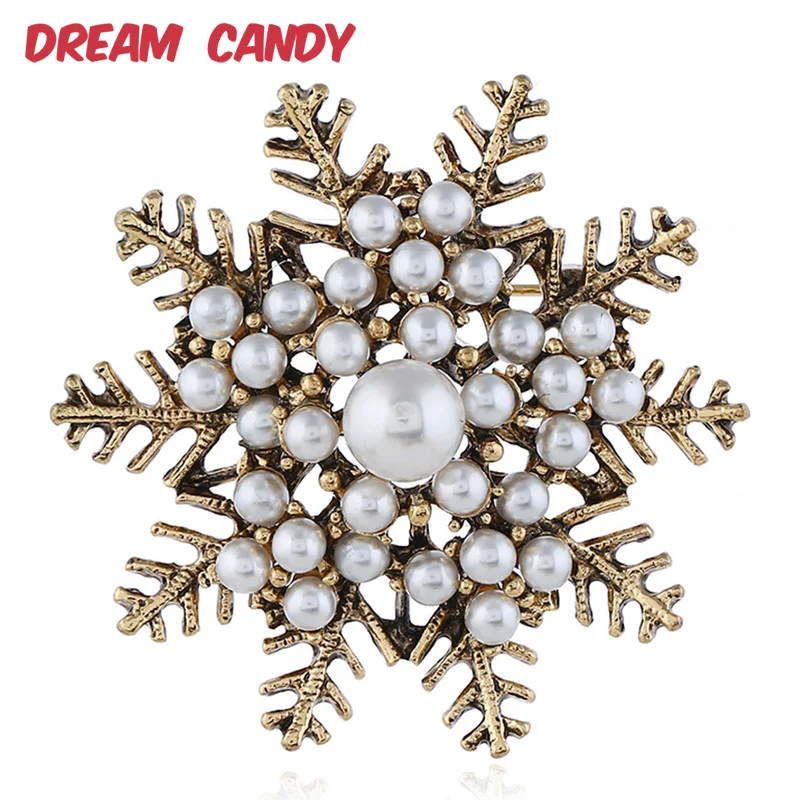 Броши Снежинка Dream Candy с винтажным жемчугом для женщин элегантная корсажная брошь