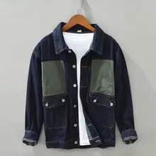 

Men Jean Jacket Blue Color Long Sleeve Pocket Color Contrast Fashion Stylish Coat Cowbow New Design Outdoor Clothing