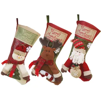 

christmas Socks Mini Santa Claus Candy Gift Bag Xmas Tree Hanging Pendant Drop Ornaments Decorations For Home #xm3