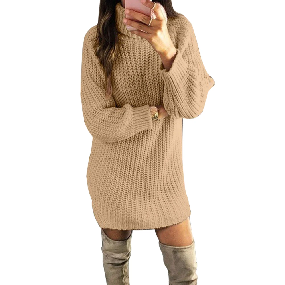 Осенний свитер, Женский пуловер, водолазка, Однотонный свитер, тонкий модный вязаный свитер, зимний женский длинный свитер - Цвет: Хаки