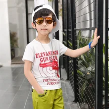 Seckilling/детская футболка для мальчиков из чистого хлопка; топы с рисунками для больших мальчиков; футболка; S18-110