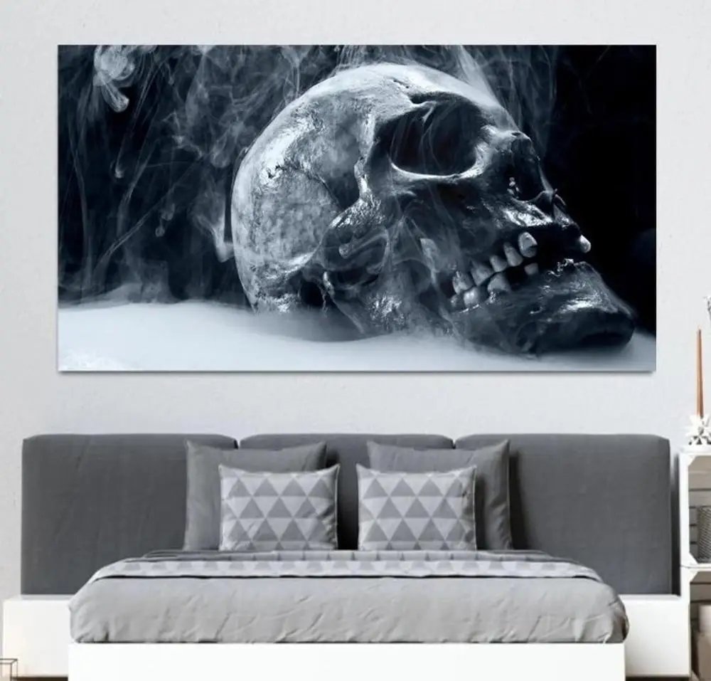 

Modern Home Decor Posters Wall Art Canvas Painting Picture Horror Skull Art Poster HD Print Modular Living Room Family painting