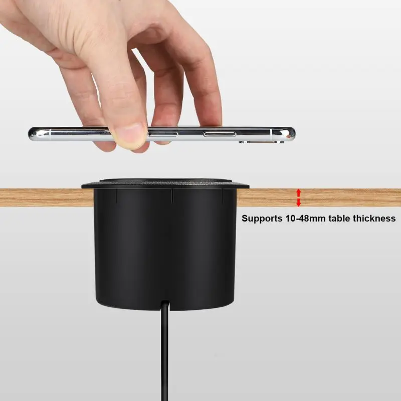 Универсальное Быстрое беспроводное зарядное устройство QI зарядная мебель Рабочий стол скрытый встроенный Настольный коврик для iPhone Мобильные телефоны Samsung с поддержкой Qi