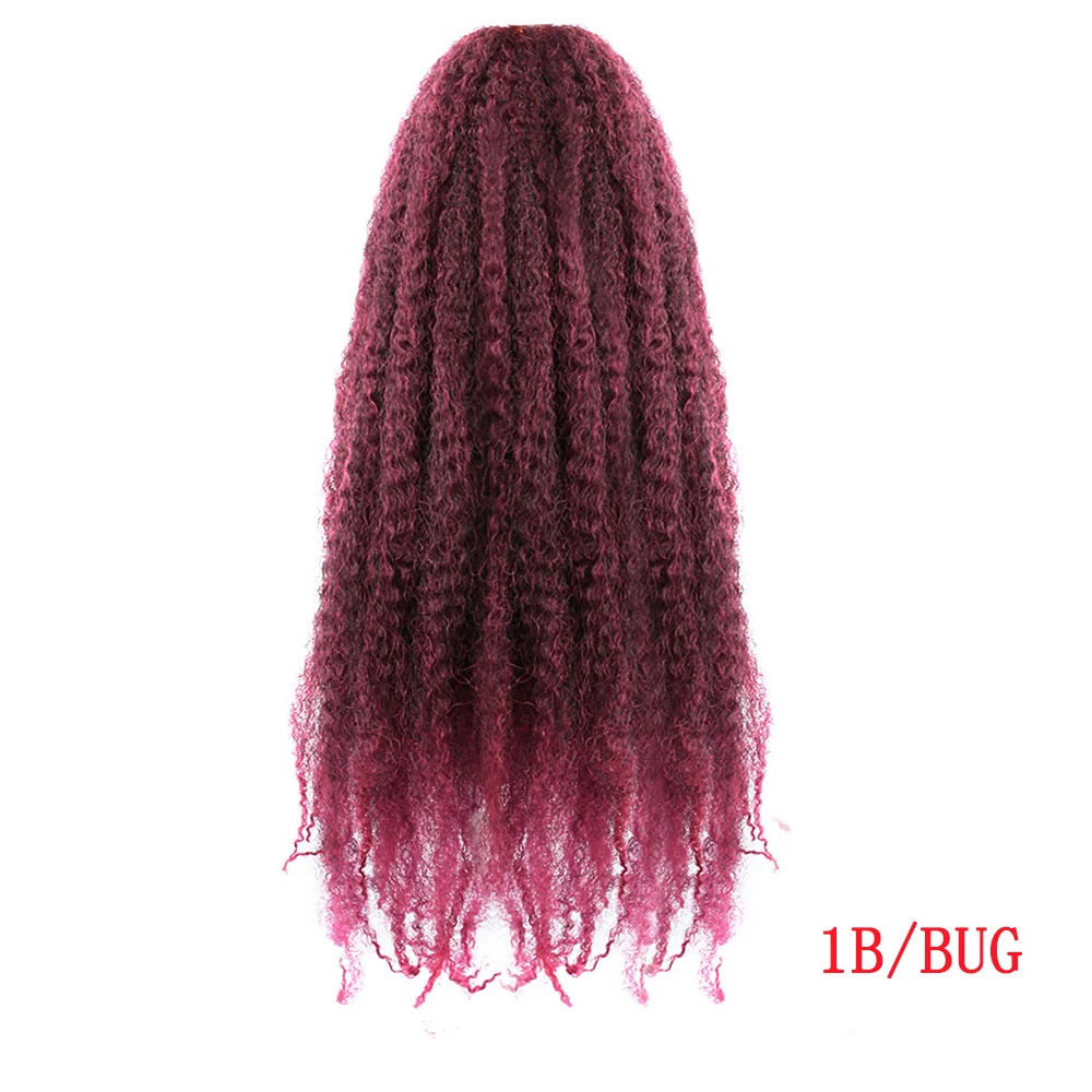 Афро кудрявый марли косички вязанные волосы для наращивания черный коричневый синтетический плетение волос для женщин 18 дюймов Pageup - Цвет: T1BIBurgundy