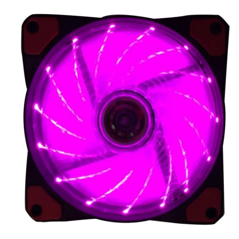 

15 LED Lights Cooler Cooling Fan PC Computer Case Fans With 8 Anti-vibration Pads 120x120x25mm