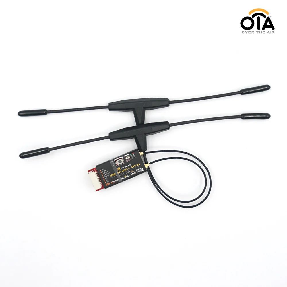 Boîte du récepteur FrSky R9 Slim+ OTA avec accessoires, câbles et manuel d'utilisation