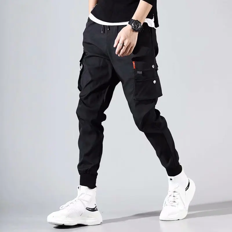 

Black And White with Pattern Bib Overall Men Korean-style Slim Fit Teenager Skinny Harem Pants Fashion MEN'S Sweat Pants MEN'S T