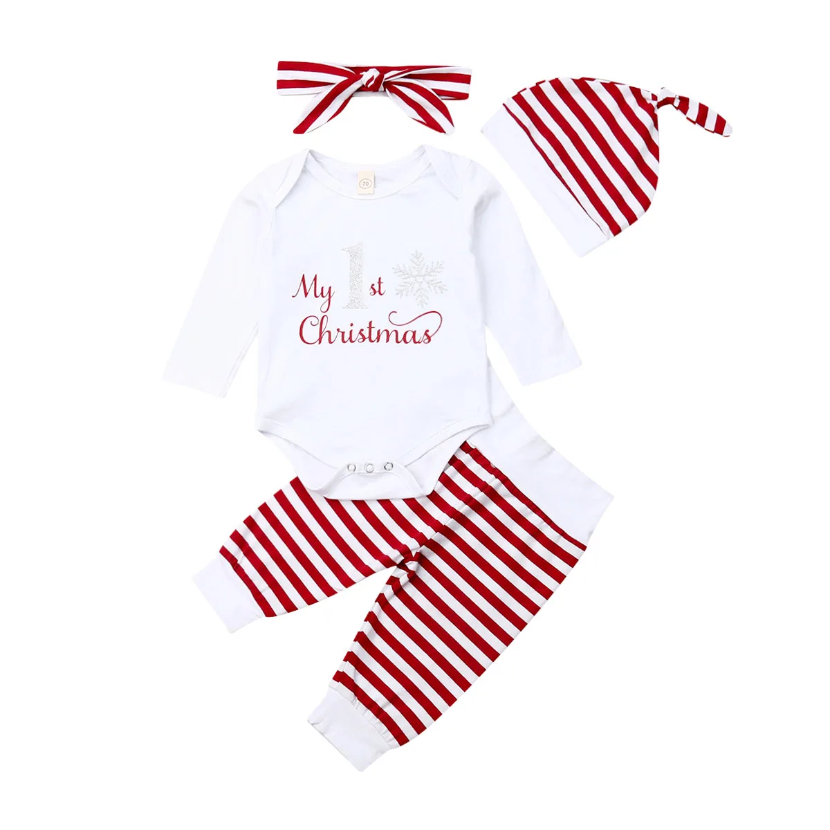 Красный С надписью My First Christmas, для младенцев, для малышей, боди для мальчиков и девочек топы, штаны Детская одежда 2 предмета; одинаковый пижамный комплект, комплект одежды на возраст от 0 до 24 месяцев - Цвет: Красный