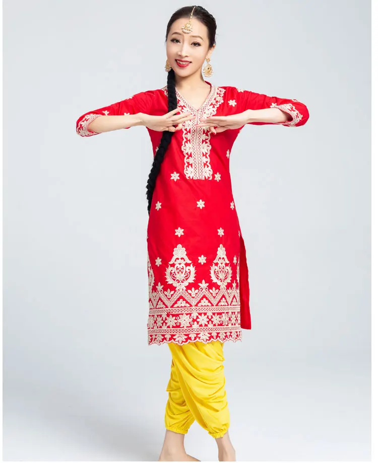 Leng Ha одежда для выступлений индийский сари женщина девушка красивая вышивка Йога танцевальный костюм Индия Топ
