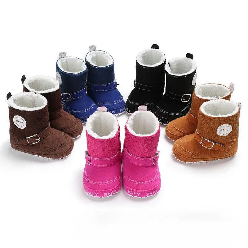 Детские однотонные зимние сапоги для маленьких мальчиков и девочек, детская обувь ботиночки с мягкой подошвой, зимние теплые ботиночки