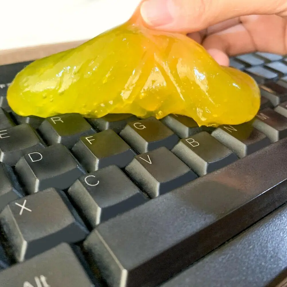 1pc Yellow Cleaning Slime For Keyboard, Car Vents Decoration, Computers