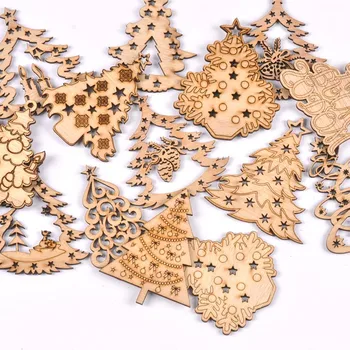 

5Pcs Christmas Tree Pattern Wooden Christmas Party Decoration Hanging Ornament Pendant Wood DIY Crafts Xmas Home Kids Gift m2647