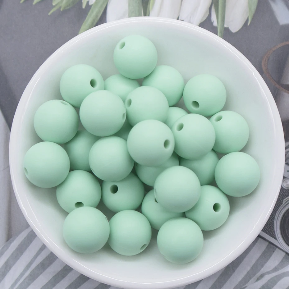 20pc BD002-15 20 штук, силиконовые бусины для прорезывания зубов, круглые 12 мм для ожерелья, жевательные соска, зажимы для цепи, бусины, аксессуары, Силиконовые Детские Прорезыватели - Цвет: 20pc BD002-15