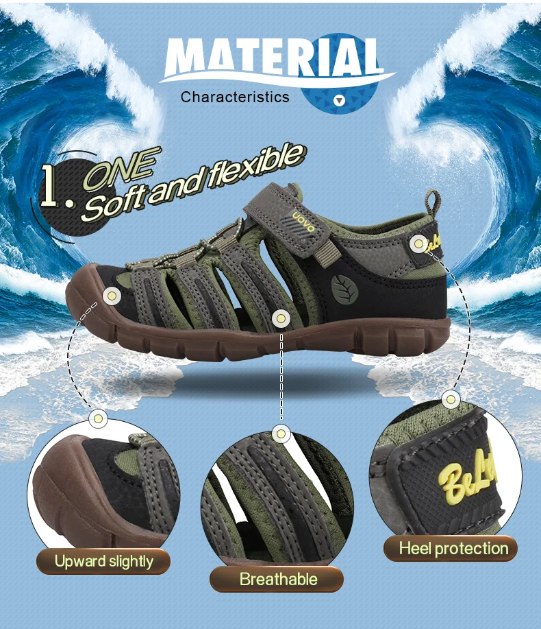 UOVO 2020 New Kids Sandals Boys Summer Fashion Shoes Breathable Little Children Footwear For Boys Beach Sandals Size 28#-32#