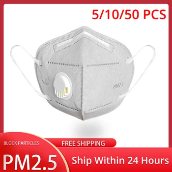 

5/10 / 50 Mask, with Breathing Valve, Five Layers of Protection, Filterable PM2.5