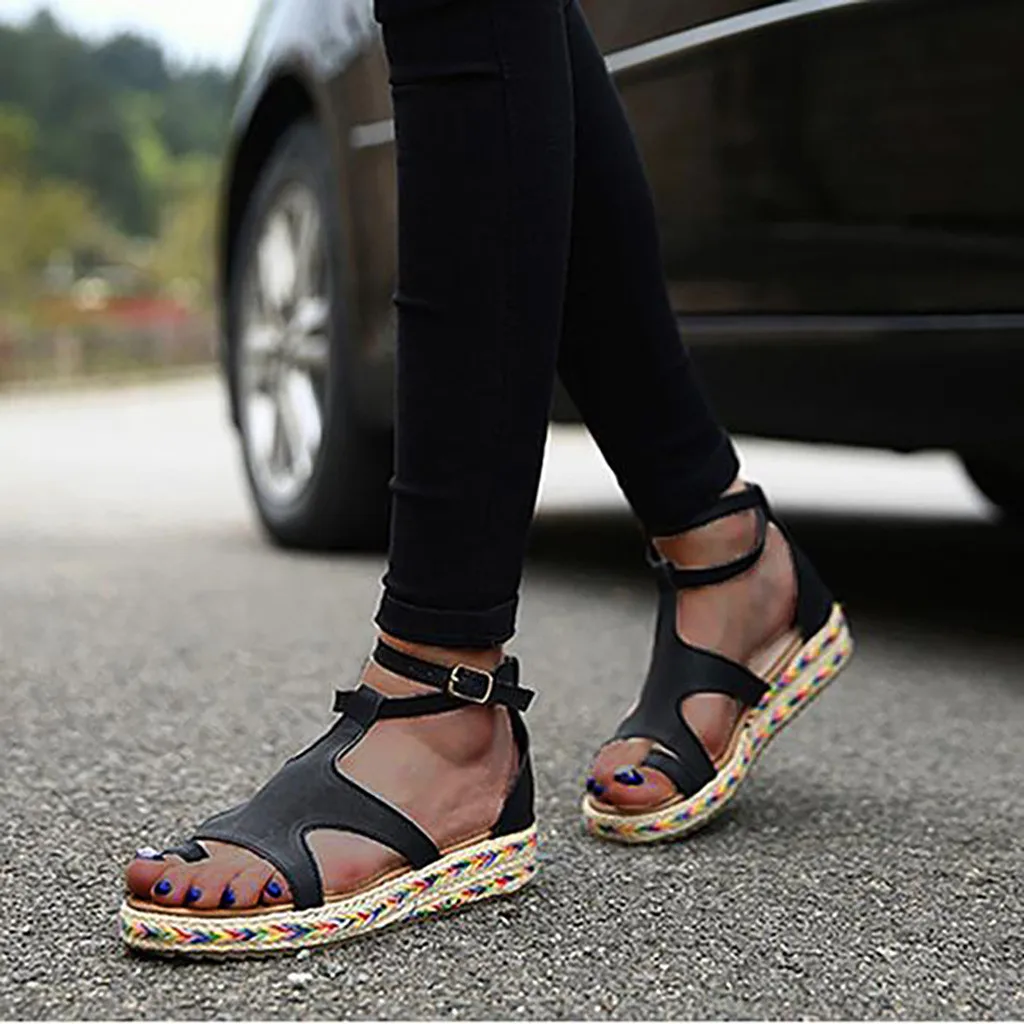 

Women Shoes New Fashion Summer Buckle Peep Toe Flat Casual Party Sandals zomer schoenen dames chaussures femme ete 2019