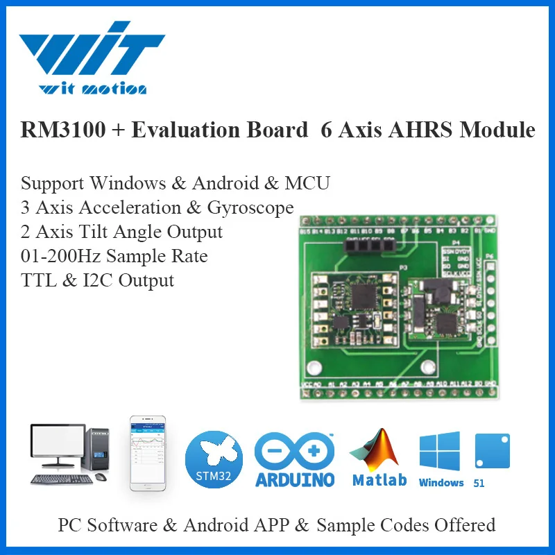 WitMotion высокоточный датчик PNI RM3100 2 осевой угол + 3 акселерометр гироскоп